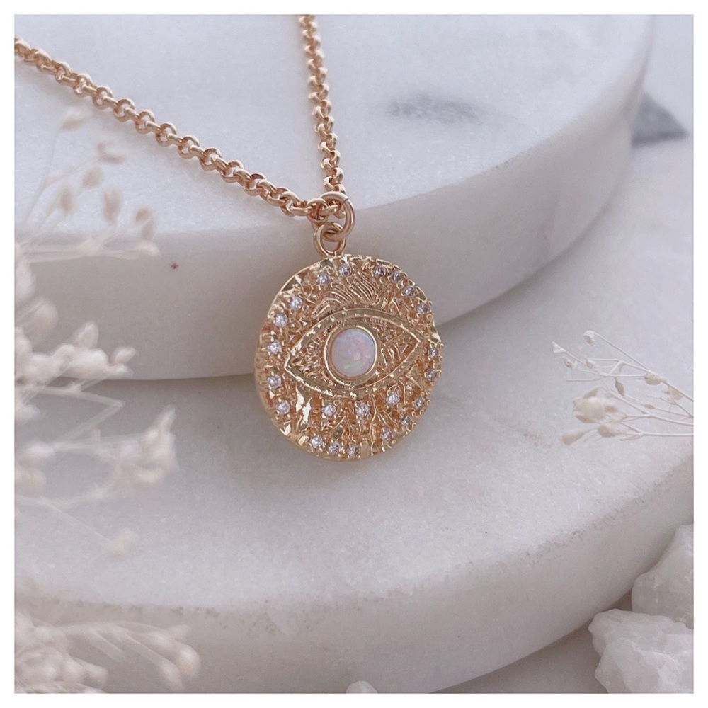 EVIL EYE OPAL 18K GOLD FILLED NECKLACE